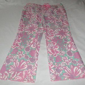 TIBI Pink Floral Lace-Up Cropped Flared Pants Size 8